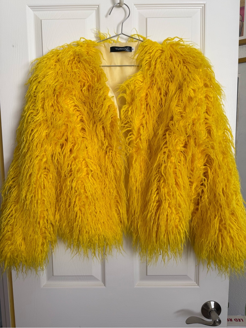 Bright Yellow Faux Fur Shag Jacket - Women's